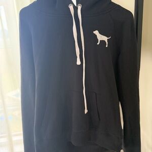 Y2K PINK Victoria's Secret Black Hoodie with White Dog Logo